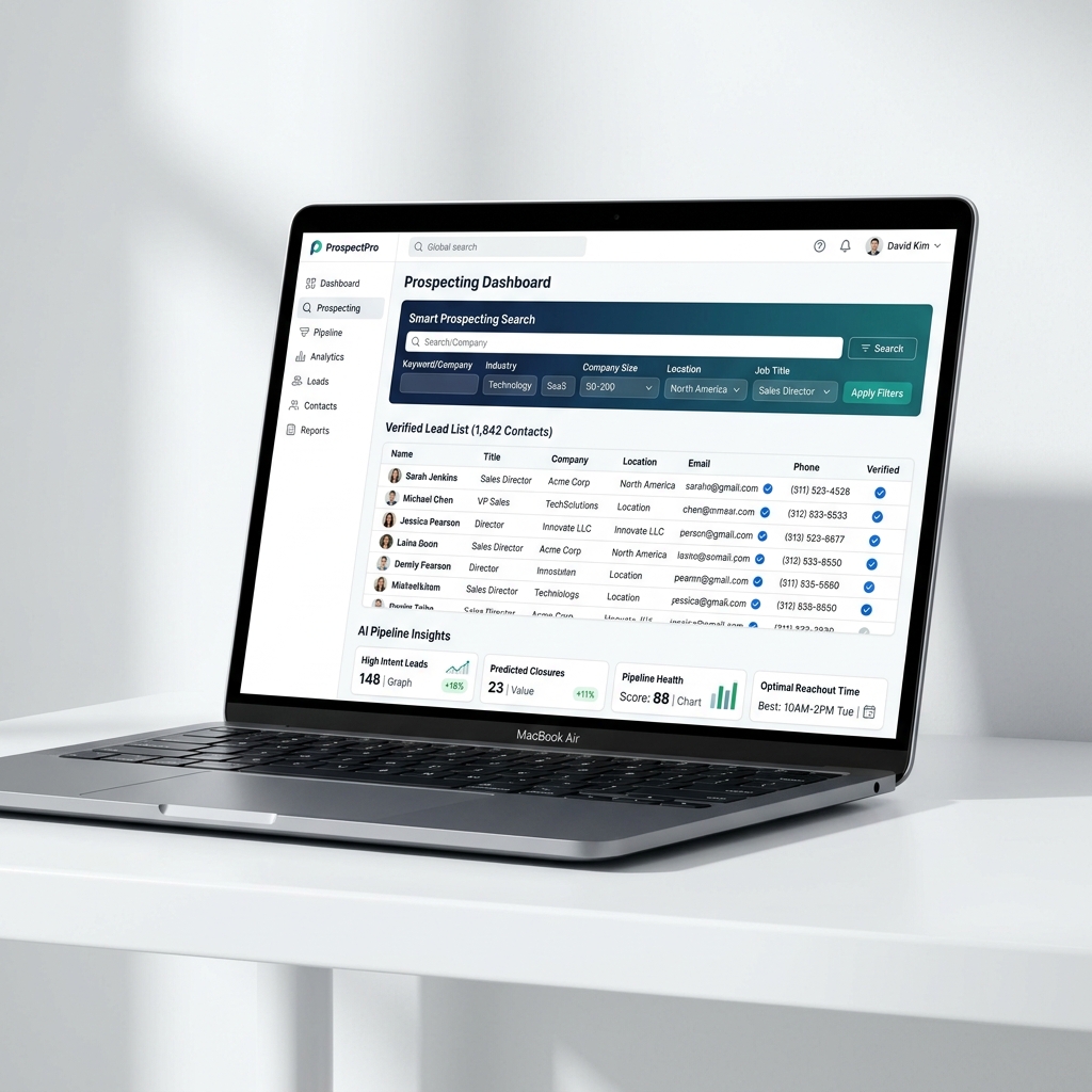 BodhiBerry B2B Prospecting Dashboard Mockup